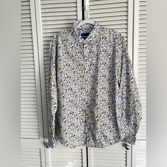 Gentleman’s Outfitters Micro Flora Patterned Button Down Shirt Contrasting Cuffs - Picture 9 of 9